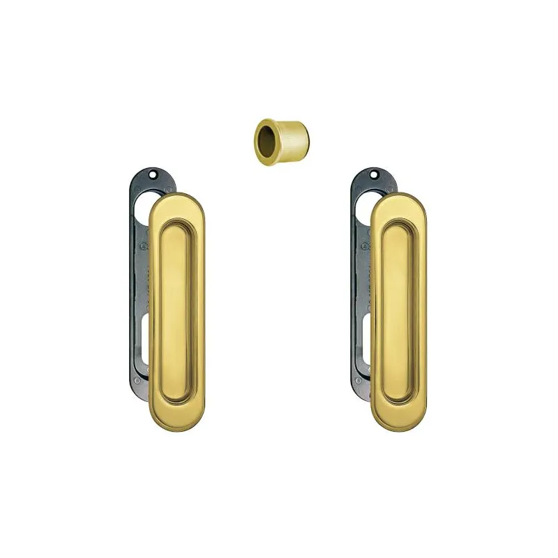 Uchwyty wpuszczane owalne 152x36mm mosiężne mod. SCIVOLA-F + uchwyt na palec