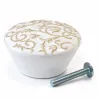 Gałka meblowa ceramiczna Botanic 50mm biało szara motyw kwiatowy IT-P36