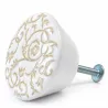 Gałka meblowa ceramiczna Botanic 50mm biało szara motyw kwiatowy IT-P36