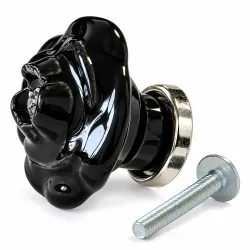 Gałka meblowa ceramiczna 35mm czarny kwiat z cyrkonią IT-P31S