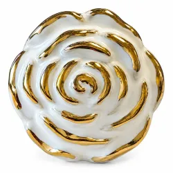 Gałka meblowa ceramiczna Róża 45mm biało złota IT-P41