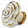 Gałka meblowa ceramiczna Róża 45mm biało złota IT-P41