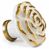 Gałka meblowa ceramiczna Róża 45mm biało złota IT-P41