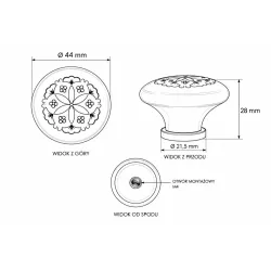 Gałka meblowa ceramiczna 45mm biała malowana kwiaty Decore Floreale IT-P48