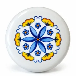 Gałka meblowa ceramiczna 45mm biała malowana kwiaty Decore Floreale IT-P48