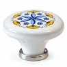 Gałka meblowa ceramiczna 45mm biała malowana kwiaty Decore Floreale IT-P48