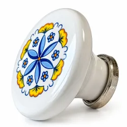 Gałka meblowa ceramiczna 45mm biała malowana kwiaty Decore Floreale IT-P48