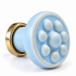 Gałka meblowa ceramiczna 30mm kropki niebiesko złota