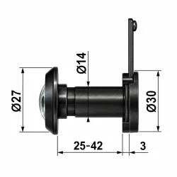 Wizjer do drzwi 25-42mm fi.14 czarny mod. 2