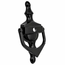 Kołatka Victorian czarna DUŻA 193x88mm z otworem na wizjer