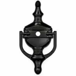 Kołatka Victorian czarna DUŻA 193x88mm z otworem na wizjer