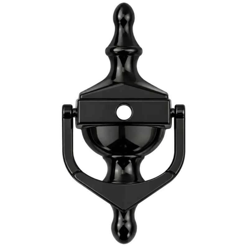 Kołatka Victorian czarna DUŻA 193x88mm z otworem na wizjer