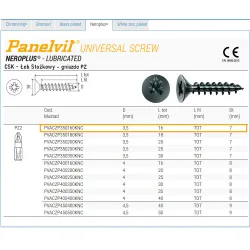 Wkręty czarne 3,5x16 łeb stożkowy PZ2 Panelvit 100szt.