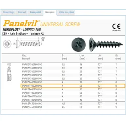 Wkręty czarne 4x20 PZ2 łeb stożkowy Panelvit 100szt.