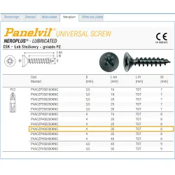 Wkręty czarne 4x30 PZ2 łeb stożkowy Panelvit 100szt.