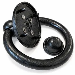 Kołatka drzwiowa Bull Ring 127mm czarny antyk okrągła