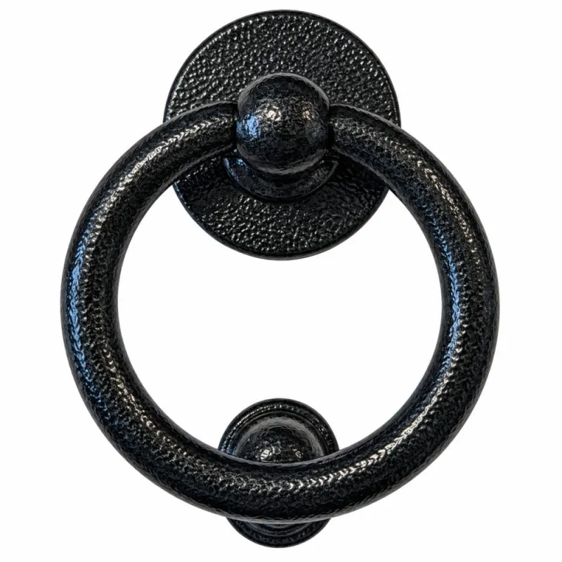 Kołatka drzwiowa Bull Ring 127mm czarny antyk okrągła