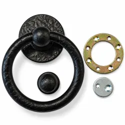 Kołatka drzwiowa Bull Ring czarna rustykalna 127mm okrągła