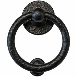 Kołatka drzwiowa Bull Ring czarna rustykalna 127mm okrągła