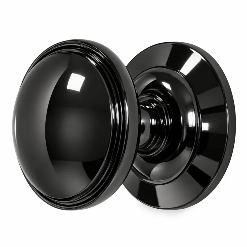 Gałka drzwiowa ROUND dekoracyjna stała 70mm czarna połysk