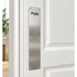 Blacha na drzwi wahadłowych PUSH 75x300mm INOX popychacz